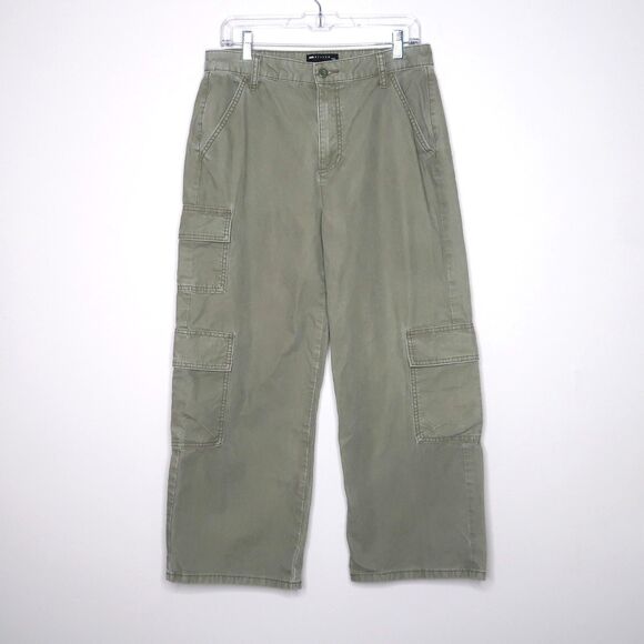 ASOS Design Womens‎ Cargo Pants 6 Petite Khaki Green Oversized Grunge 90s Y2K - Picture 3 of 11